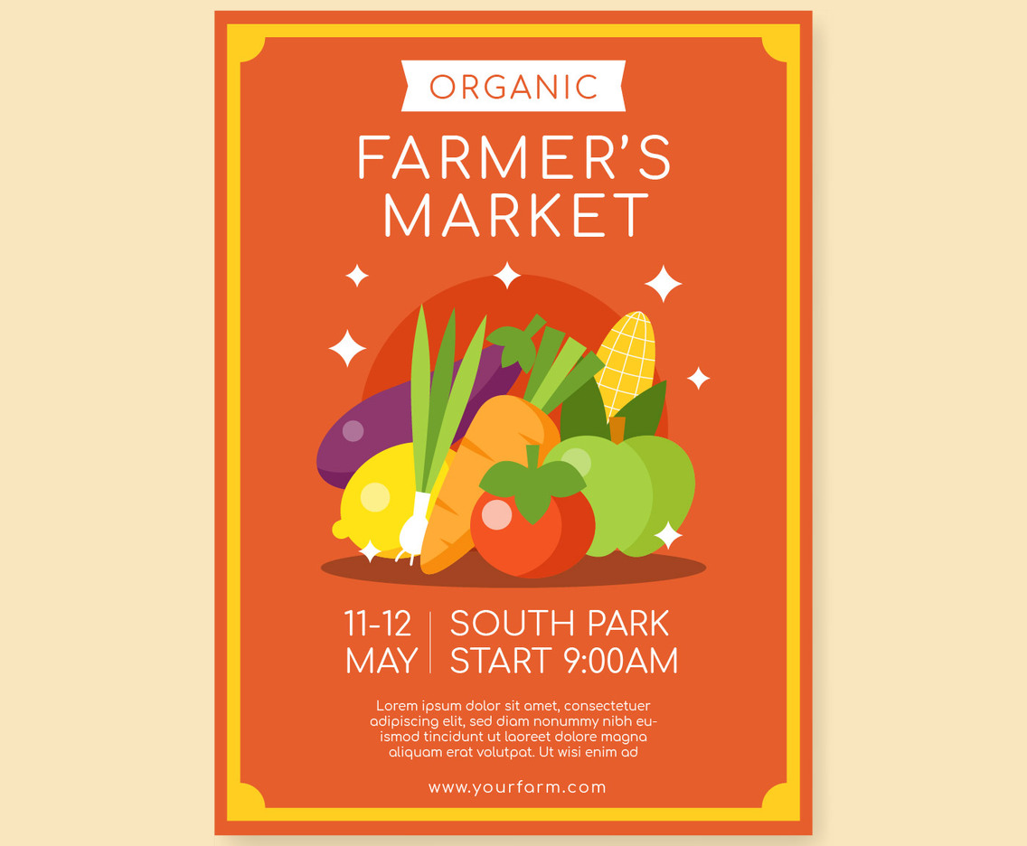Famers Market Poster Template Vector