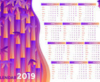 Bamboo 2019 Printable Calendar Vector