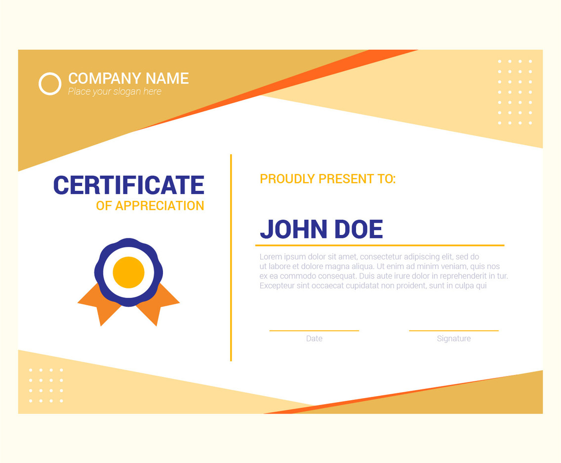 warm color modern certificate template