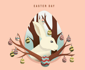 Rabbit in Easter Background Decoration Vector