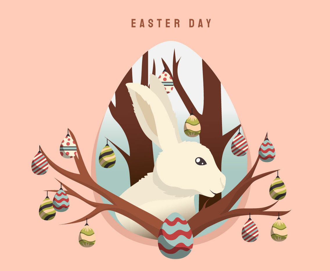 Rabbit in Easter Background Decoration Vector