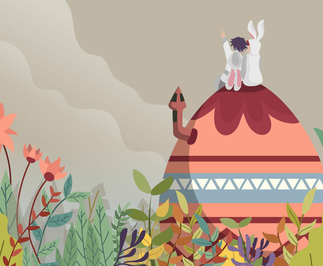 Bunny Celebrate Easter Day Wallpaper Vector Illustration