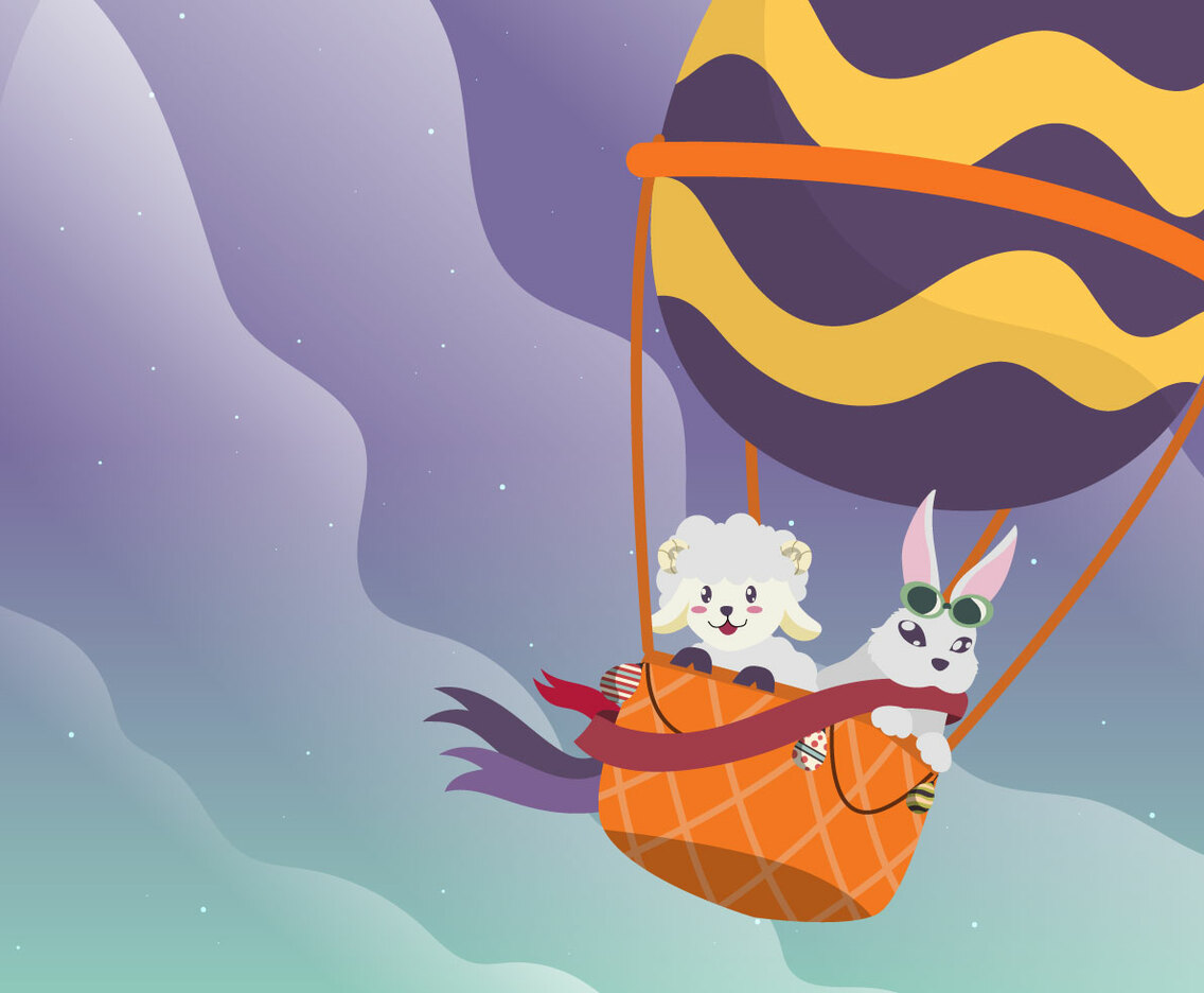 Cute Bunny and Sheep Celebrate Easter Day Wallpaper