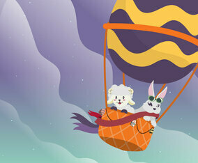 Cute Bunny and Sheep Celebrate Easter Day Wallpaper