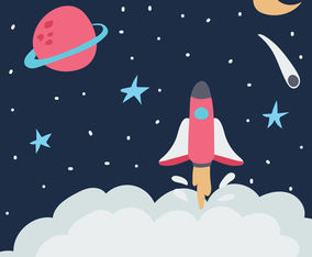 Rocket Taking Off To The Galaxy