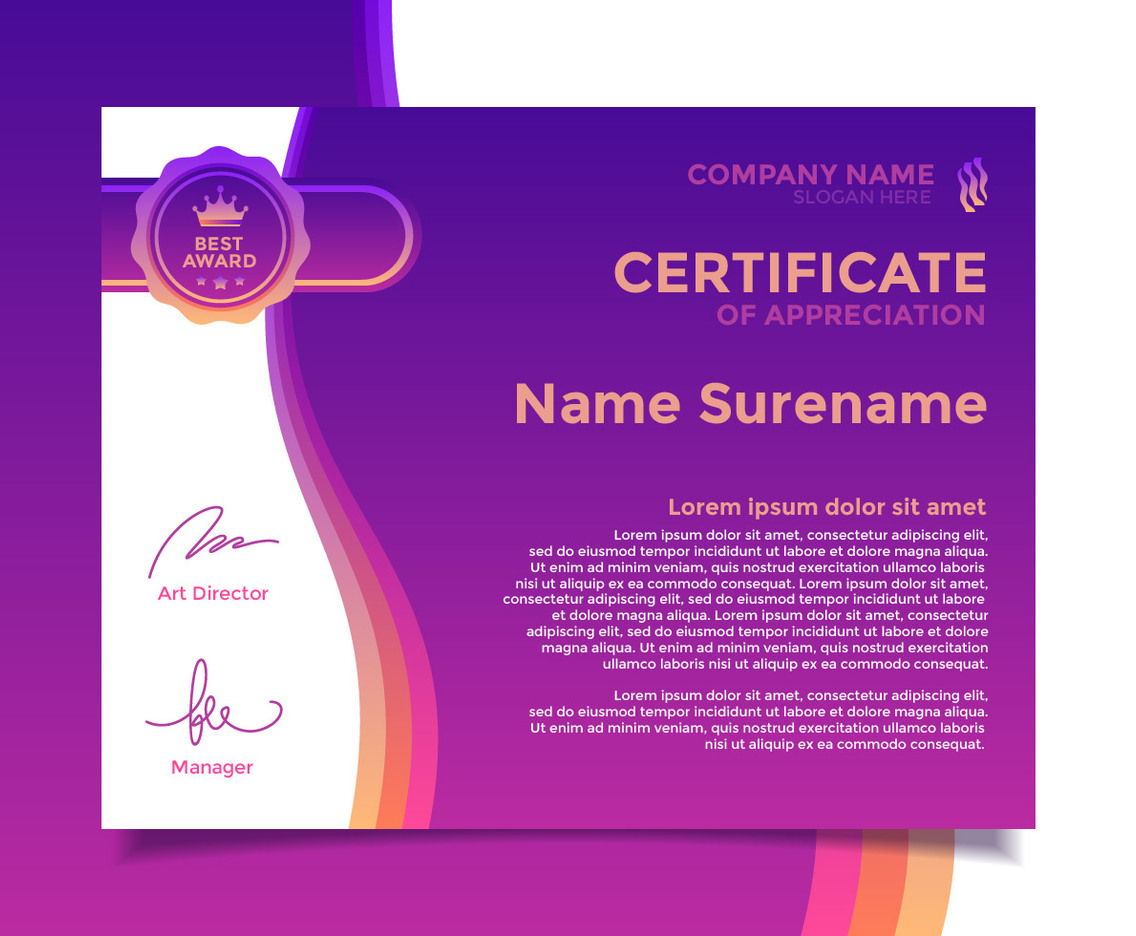 Certificate Of Appreciation Template Vector
