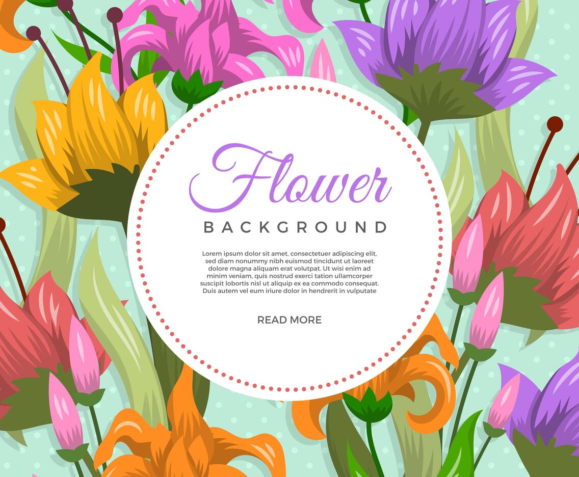 Flat Decorative Flower Vector Background Template
