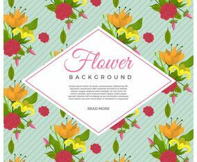 Flat Vintage Style Flower Vector Background Template