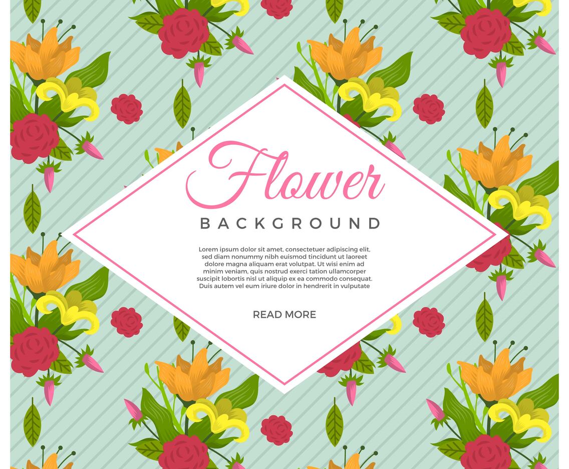 Flat Vintage Style Flower Vector Background Template