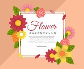 Flat Flower Vector Background Template