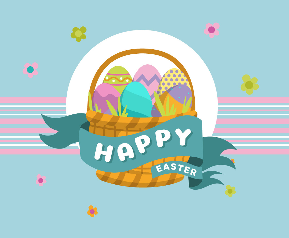 Basket Full of Easter Egg Vector background Illustration