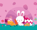 Cute Bunny Celebrate Easter Day Vector Illustration