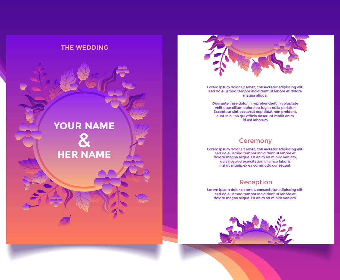 Floral Wedding Invitation Card Mockup Vector