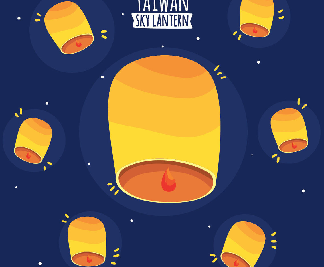 Taiwan Sky Lantern Background Vector