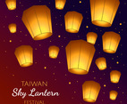 Taiwan Sky Lantern Festival Vector