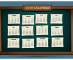 2019 Printable Calendar On A Blackboard