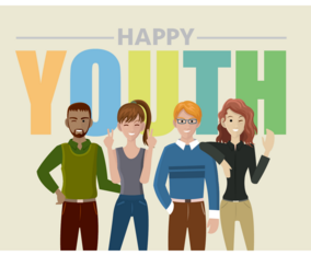 Four Teenagers Happy Youth Greeting