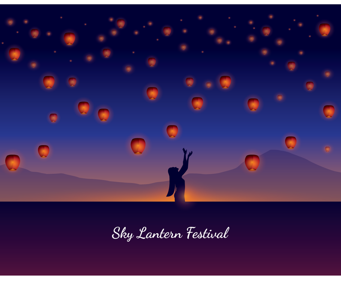 A Woman on Taiwan Sky Lantern Festival