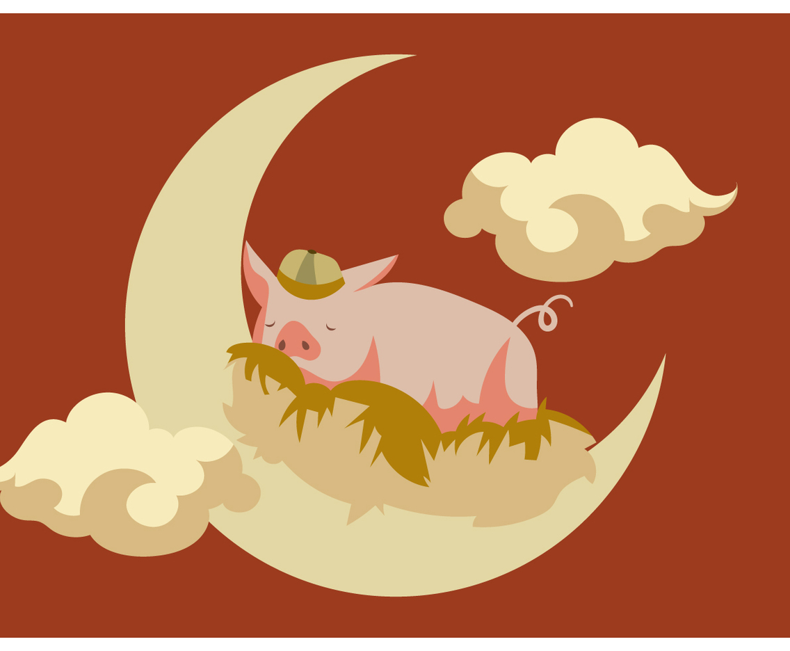 Pig Sleeping in The Moon