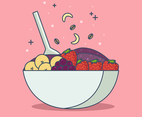 Color Acai Bowl Vector Illustration