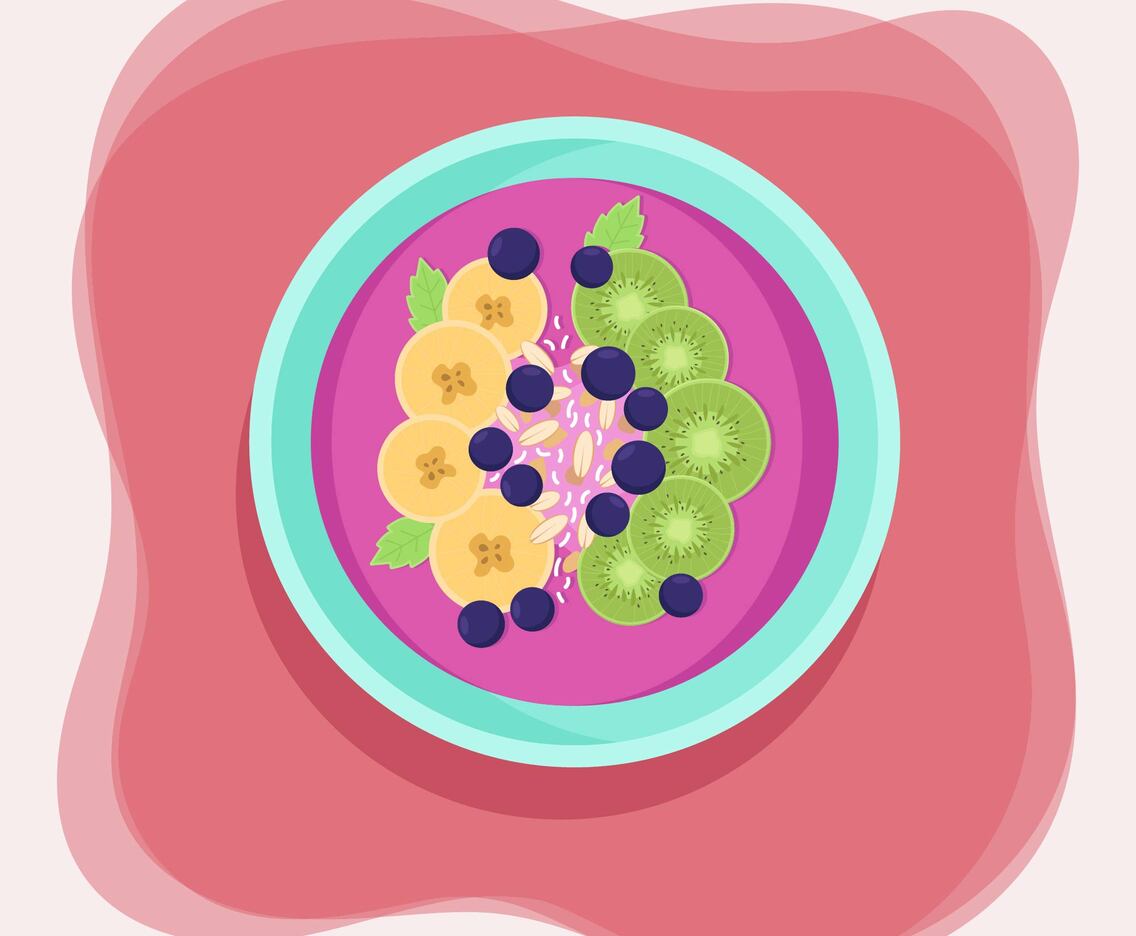 Color Acai Bowl Vector