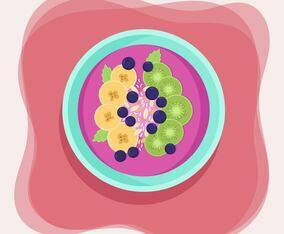 Color Acai Bowl Vector