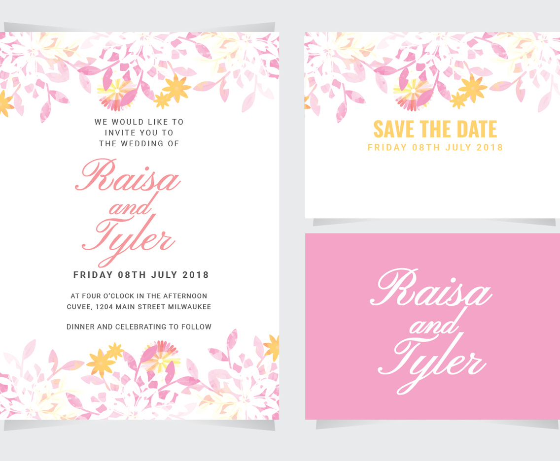 Vector Delicate Wedding Invitation