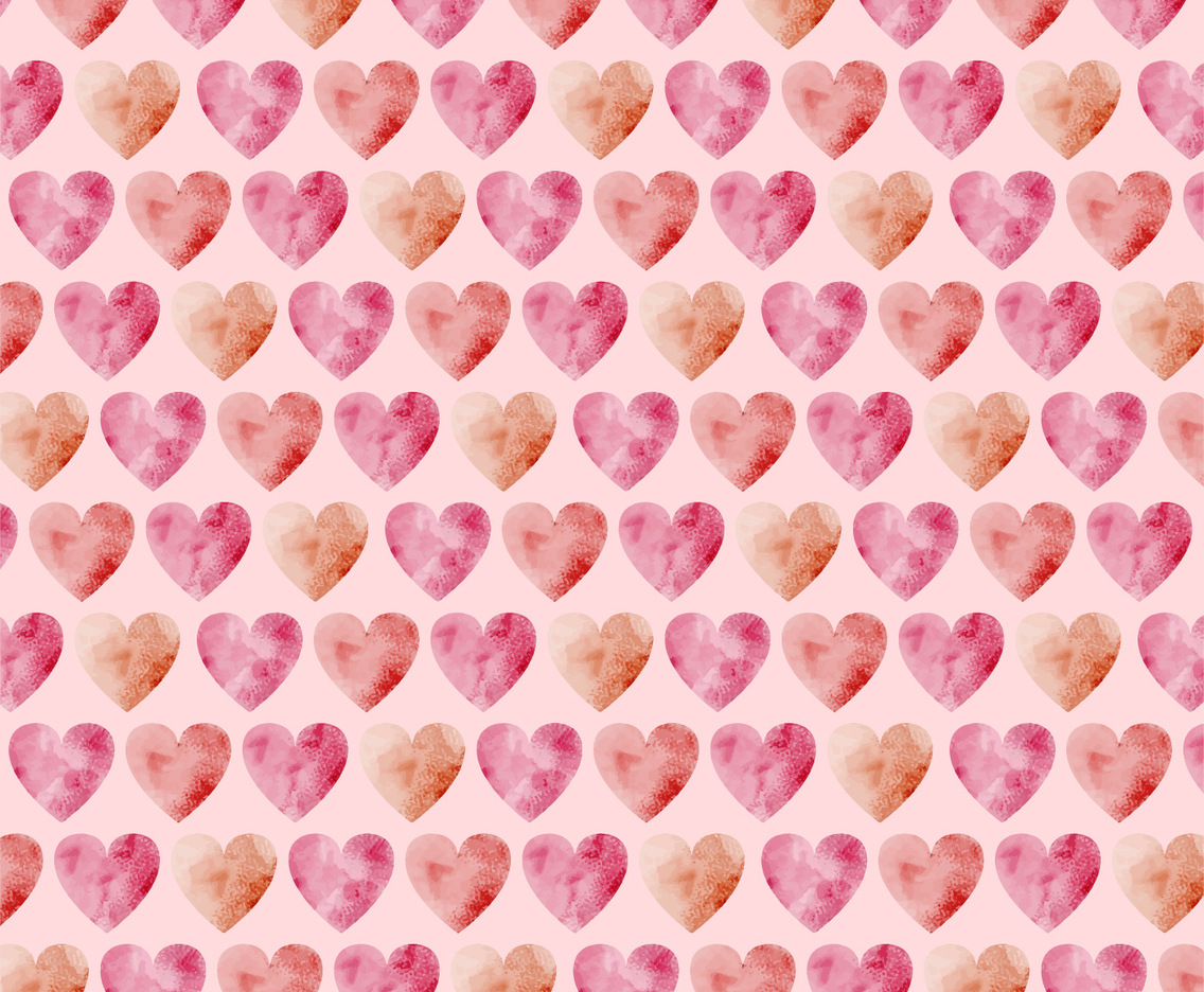 Vector Waterolor Hearts Seamless Pattern