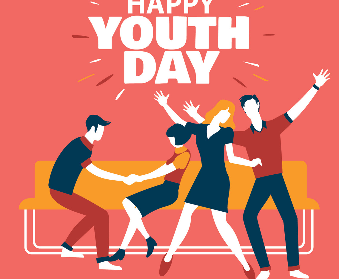 Happy Youth Day Celebration with young Boy and Girl