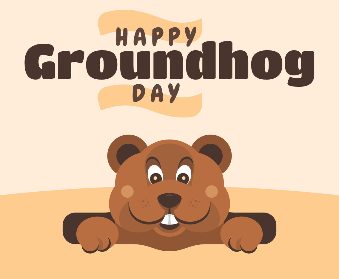 Happy Groundhog Day Greeting Cards Design Template