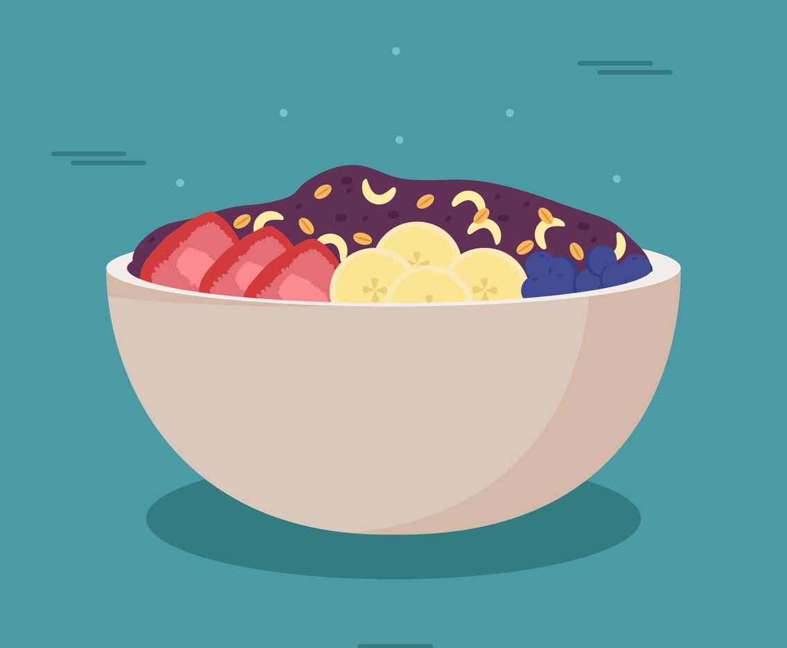 Color Acai Bowl Vector