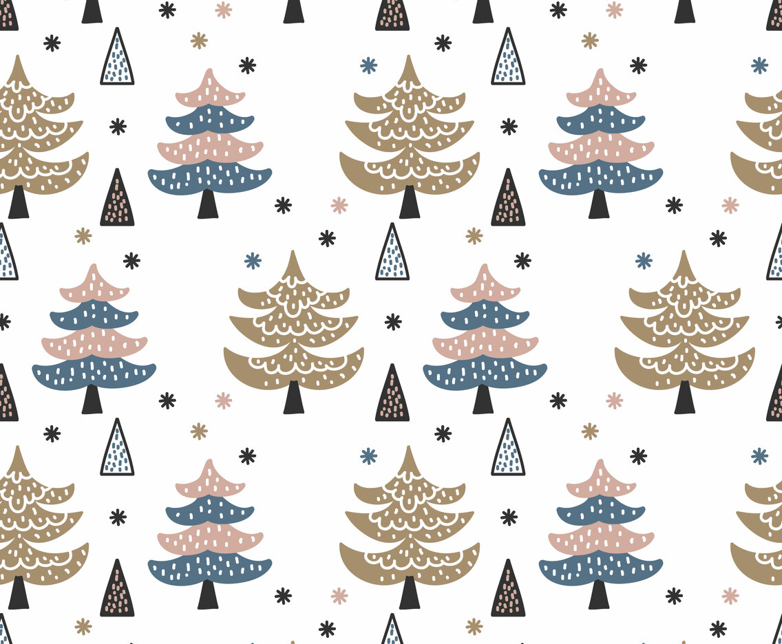Scandinavian Winter Pines Forest Vector Pattern