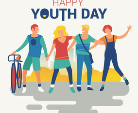 Happy Youth Day Celebration with young Boy and Girl