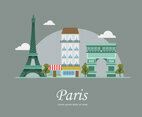 Paris Landmark Building Vector Flat Illustration