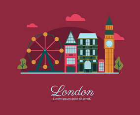 London Landmark Building Vector Flat Illustration