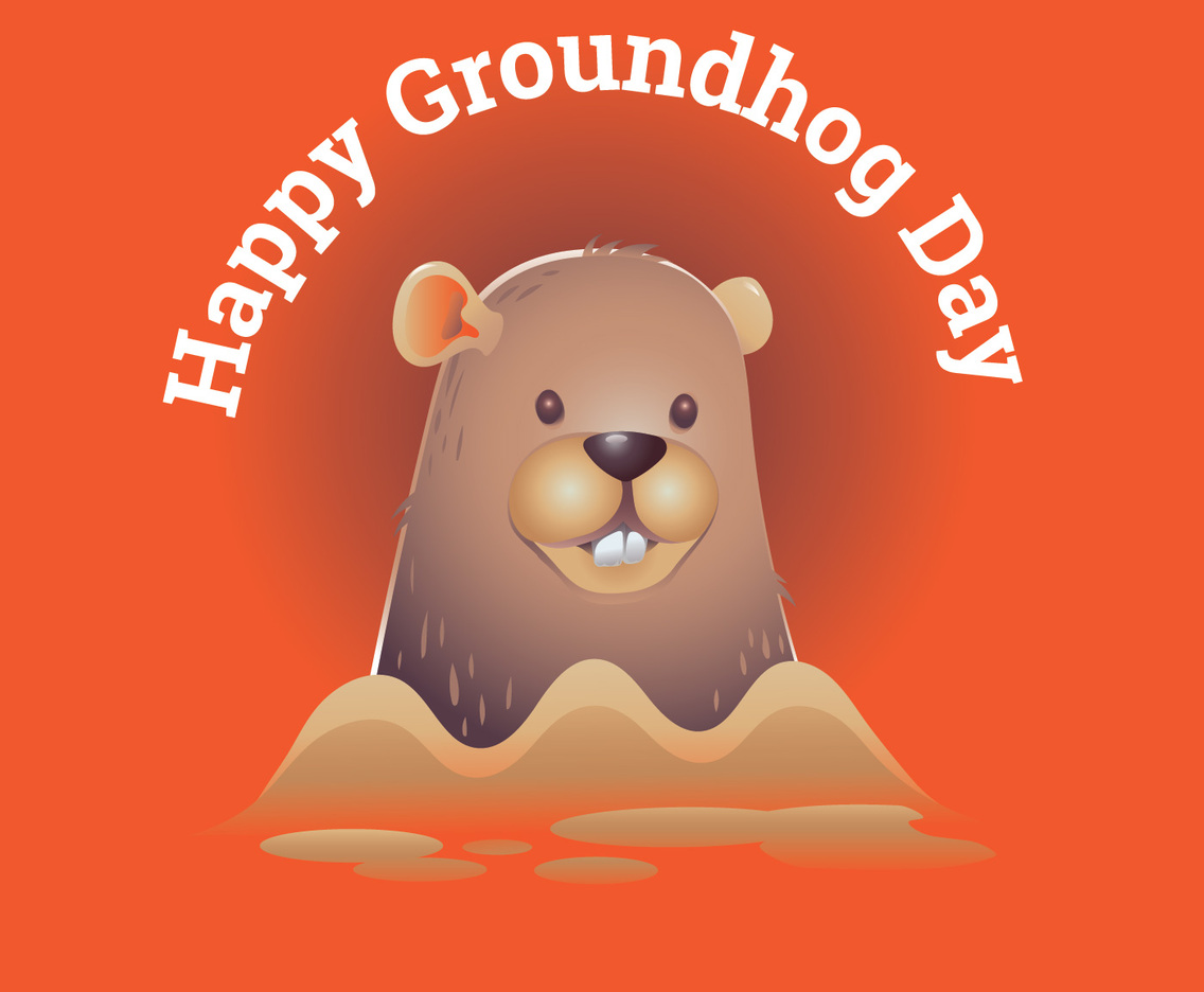 Happy Groundhog Day Design with Cute 3D Style Groundhog