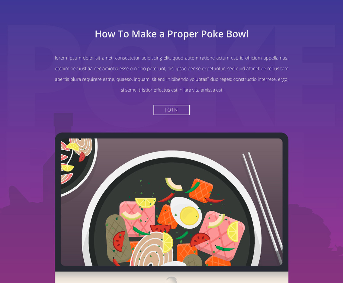 Poke bowl healthy food illustration.