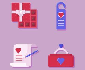 Valentines Day Elements Set Vector