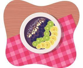 Color Acai Bowl Vector