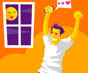 Boy With Heart Eyes Feeling Excited