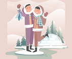 Romantic Happy Couple Eskimo