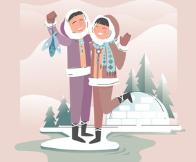 Romantic Happy Couple Eskimo