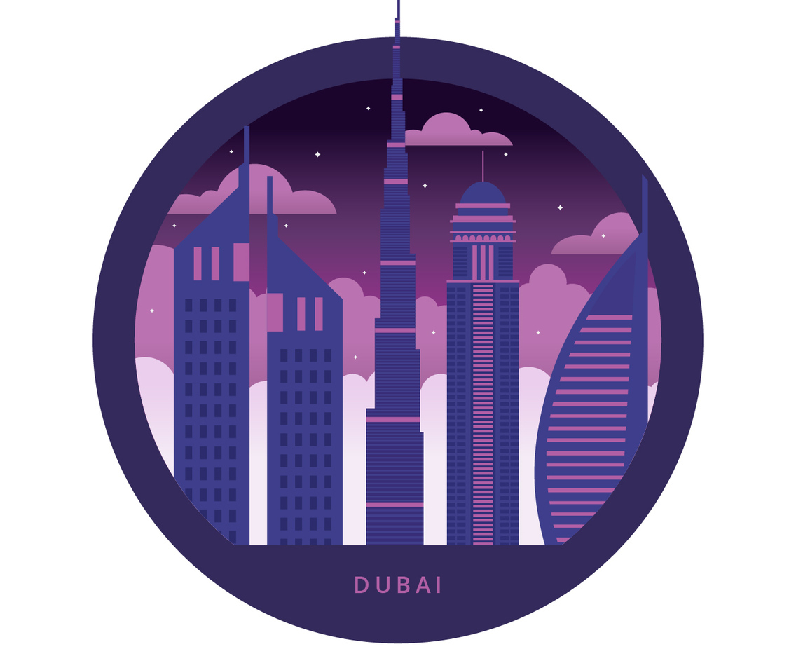 Dubai Skyline Vector Illustration