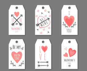 Cute Valentine's Labels With Hearts, Arrows And Messages.