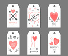 Cute Valentine's Labels With Hearts, Arrows And Messages.