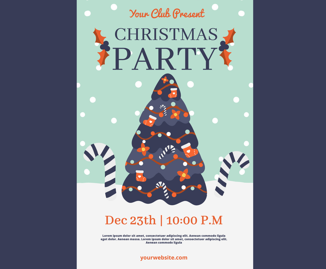 Cuter Christmas Flyer Template With Tree And Snow