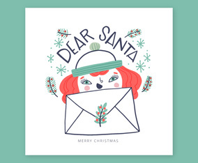 Christmas Card with Ginger Girl for Santa