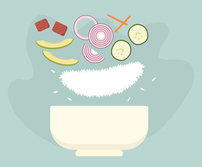 Poke Bowl Floating Ingredients