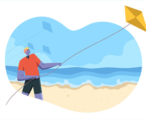 People Flying a Kite