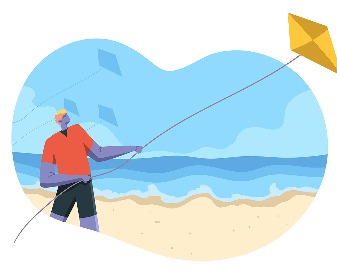 People Flying a Kite